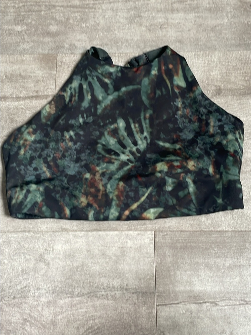 Lole Green Multi-Leaf High Neck Sports Bra